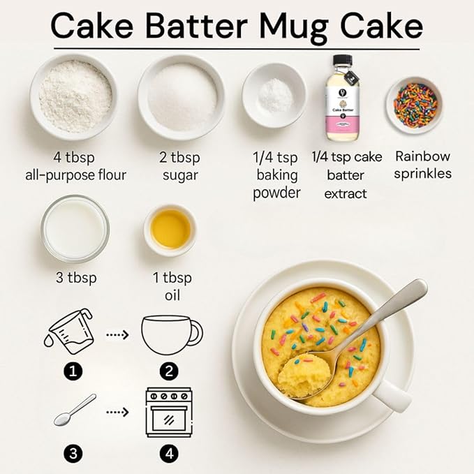 Dolce Flav Natural Cake Batter Extract – 2 Ounce Water-Soluble Kosher, Sugar-Free, Concentrated Birthday Cake Flavor for Frosting, Cupcakes & Ice Cream, Includes Measured Dropper