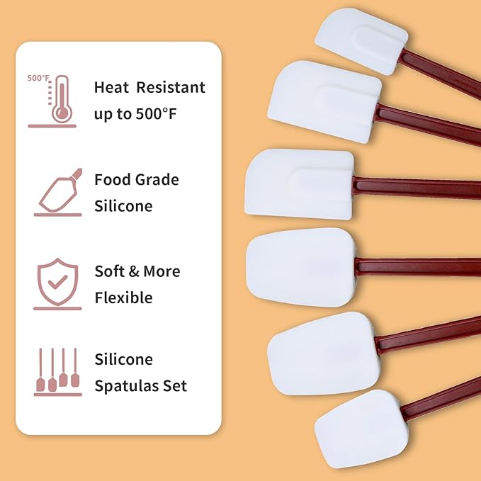 13.5 INCH Silicone Spatulas Heat Resistant Heavy Duty Rubber Spatulas Commercial Spatulas Set for Kitchen Use Silicone Cooking Utensils Sets of 2