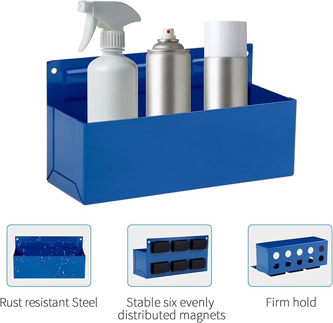 Magnetic Aerosol Spray Can Holder, Magnet Toolbox Bottle Holder, Tool Box Storage Rack for Garage and Home, Craft Workspace, Mechanic Paint Bottle Can Organizer, Blue, 3"x8.3"