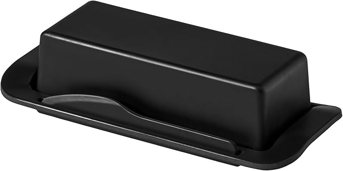 Butter Dish with Lid for Countertop, Butter Dish with Knife, Butter Keeper for Kitchen or Fridge, Bamboo Fiber Butter Tray, Butter Holder for 1 Stick Butter, BPA-free, Dishwasher Safe(Black)