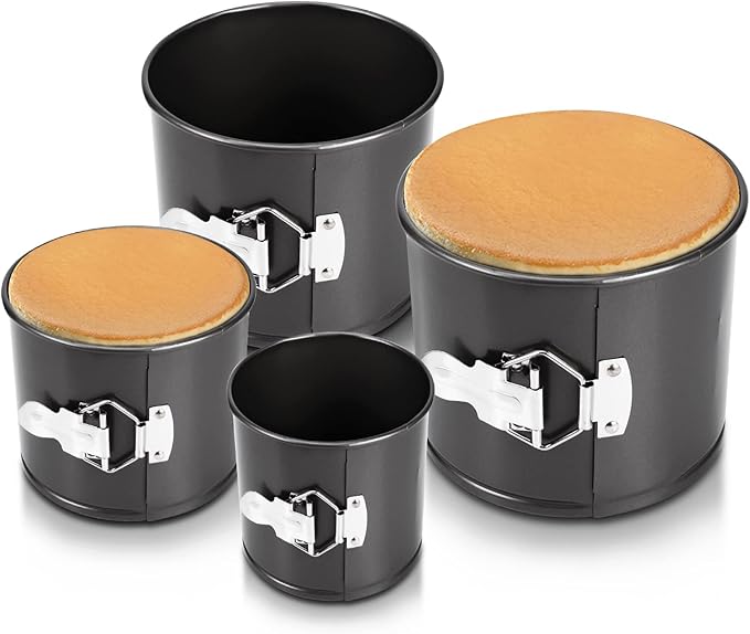 4Pcs Premium Springform Pan Nonstick - Cheesecake Pan With Removable Bottom - No Need For Parchment Paper - Spring Form For Baking - Leak-Proof Cake Pan (Black)