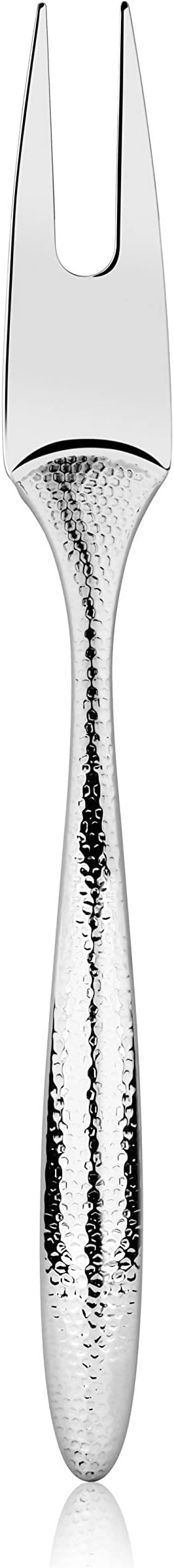 New Star Foodservice Mars Collection, Stainless Steel, 18/8 Hammered Hollow Handle Serving Fork, 13.5-Inch