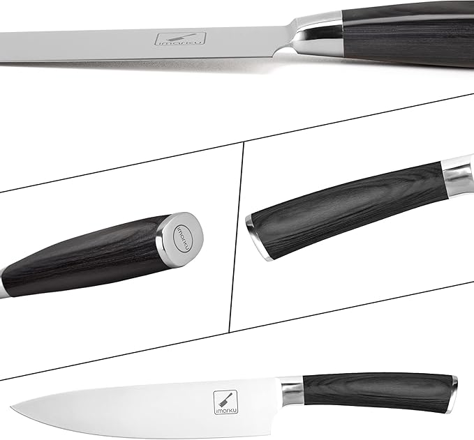 imarku Chef Knife - Pro Kitchen Knife 8 Inch Chef's Knives Japanese SUS440A Stainless Steel Sharp Paring Knife with Ergonomic Handle, Black Handle, Gifts for men and Women