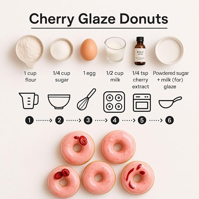 Dolce Flav Cherry Extract – 8 Ounce Oil-Soluble Kosher, Sugar-Free, Concentrated Fruity Flavor for Candy, Chocolates & Desserts, Includes Measured Dropper