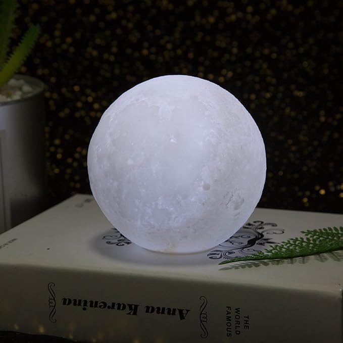 Cake Topper for Kids Astronaut Space Birthday Cake Decoration, 3D Soft Light Moon Outer Space Cake Topper for Party Supply, LED Moon Planet Birthday Cake Decoration