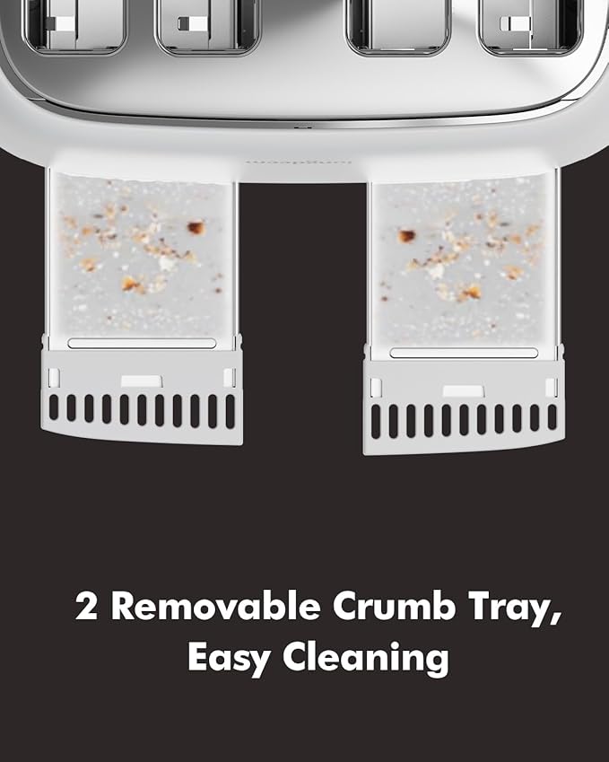 4-Slice Stainless Steel Toaster with 1.6" Wide Slots, Retro Bagel Toaster with 6 Browning Levels, Defrost/Bagel/Cancel, Removable Crumb Tray, Cute White