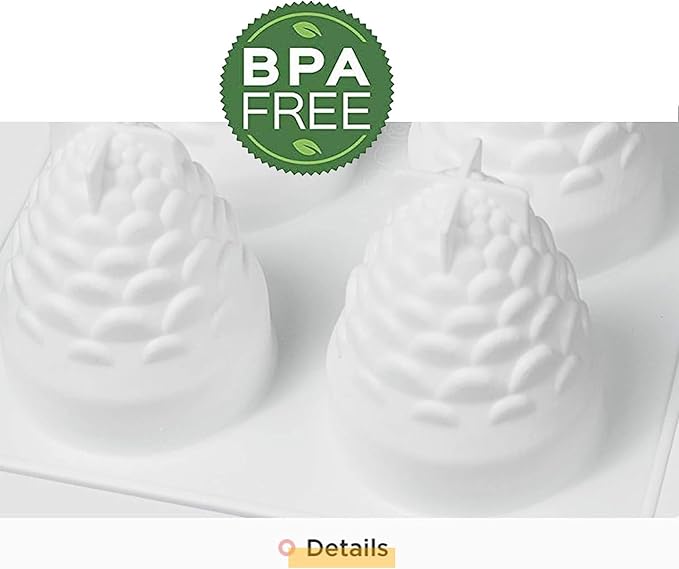 OCPO KITCHEN 3D Pinecone Silicone Mold for Baking Mousse Cake, French Dessert, Soap, Candles, Christmas Cake Decorating Mold, Pinecone Shape (8-Cavity)
