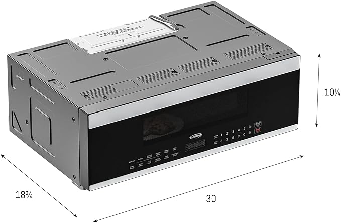 KoolMore KM-MLPOT-1SS 30 Inch Over-The-Range Low Profile Microwave, Built-in, 10 Levels, 13.5” Glass Turntable, 1000-Watt Power, Advanced Air Vent, and Heat Circulation, 30 in/1.2 Cu. Ft, Silver