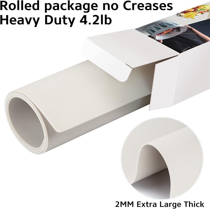 Silicone Mat Heat Resistant Mats for Countertop, Multipurpose Large Silicone Mats for Crafts Kitchen Workbench Size 48x24 inches Thick 2mm,Rolled Package,Beige