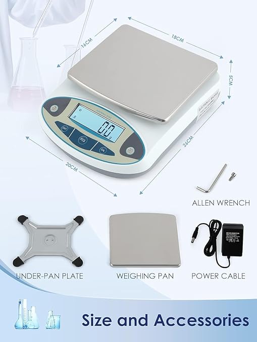 CGOLDENWALL Lab Scale 5kgx0.1g Digital Precision Scale Electronic Balance Laboratory Weighing Industrial Scale Kitchen Counting Scale Scientific Scale Calibrated (5kg, 0.1g)
