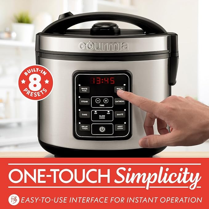 Digital 20-Cup Rice Cooker & Steamer, 5-Qt One-Touch 8-in-1 Cooker w/Delay Timer & Warm