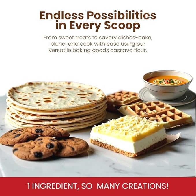 LiveKuna - Cassava Flour, Cassava Root Baking Flour, Gluten-free Flour, Alternative to All Purpose Flour, Spelt Flour, Great for Baking Vegan Bread and Casava Flour Tortillas