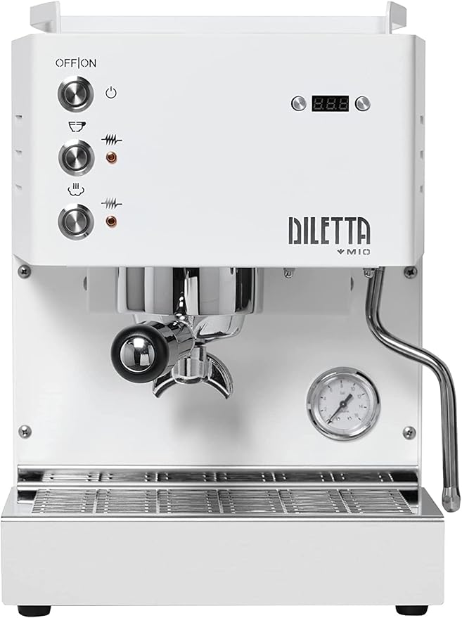 Diletta Mio Espresso Machine (White) and Eureka Mignon Notte Grinder Bundle