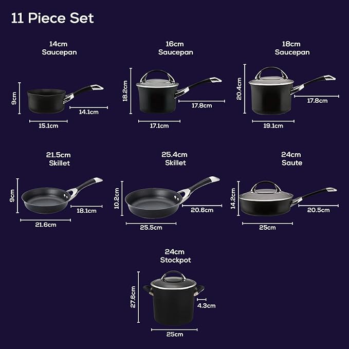Circulon Symmetry Hard Anodized Nonstick Cookware Pots and Pans Set, 11-Piece, Black
