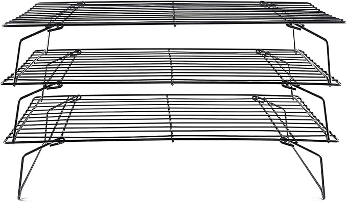 Cooling Rack, 3-Tier Stainless Steel Stackable Baking Cooking Cooling Racks for Cooling Roasting Grilling, Collapsible & Heavy Duty, Oven & Dishwasher Safe
