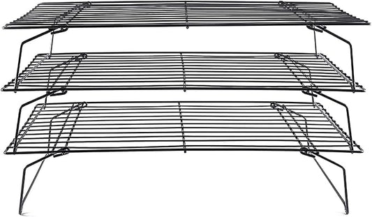 Cooling Rack, 3-Tier Stainless Steel Stackable Baking Cooking Cooling Racks for Cooling Roasting Grilling, Collapsible & Heavy Duty, Oven & Dishwasher Safe