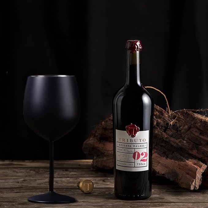 Stainless Steel Wine Glasses Set of 2, 18 oz Unbreakable Black Wine Glass Unique Metal Wine Goblets for Outdoor Capming and Pool Gift for Wine Lovers