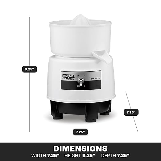 Waring Commercial BJ120C Compact Citrus Juicer, 120V, 5-15 Phase Plug,White, 34 Ounce