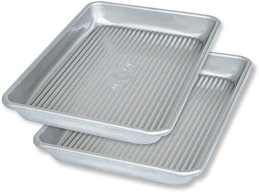 USA Pan Bakeware Mini Sheet Baking Pan Warp Resistant with Nonstick Quick Release Coating, Aluminzed Steel, Set of 2