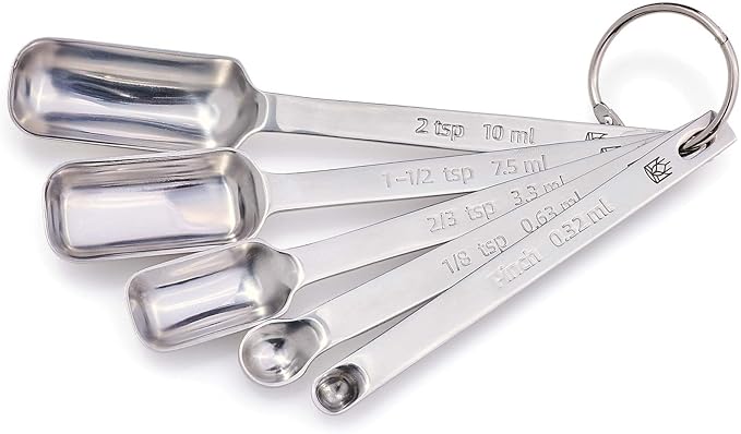 King Arthur Baking Company Odd-Sized Measuring Spoons, 18/8 Stainless Steel, 5-Piece Set