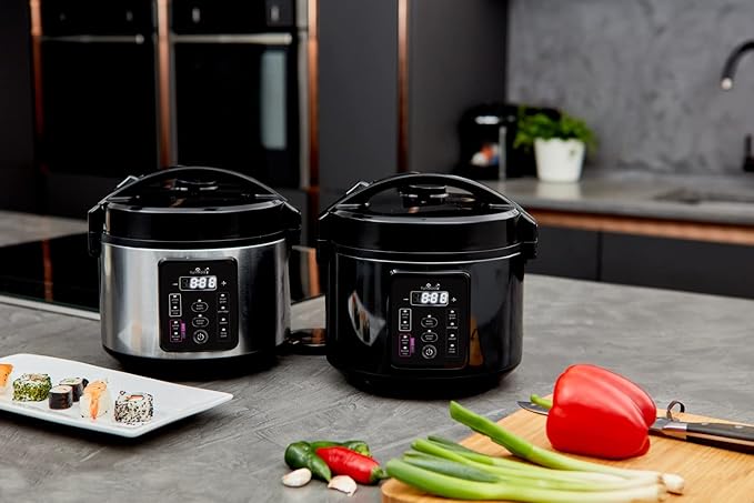 Yum Asia Kumo YumCarb Rice Cooker with Ceramic Bowl and Advanced Fuzzy Logic, (5.5 Cups, 1 Litre), 5 Rice Cooking Functions, 3 Multicooker Functions, 110V US Power (Light Stainless Steel)