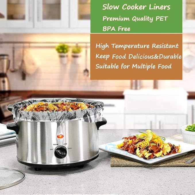 30×Slow Cooker Liners and Cooking Bags, Extra Large Cooking Liner Disposable Pot Bags, Fit 6QT to 10QT for Slow Cooker, Oval & Round Pot 14"x 22" /Bag