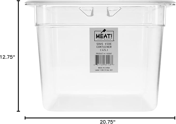 MEAT! Sous Vide 12L Commercial Grade Quality Container with a 12 Liter Cooking Capacity for Vacuum-Sealed Meat or Vegetables