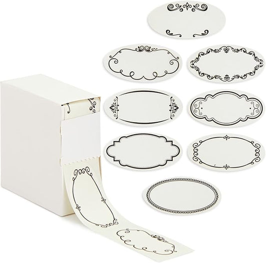 Juvale 300-Piece Dissolvable Labels for Food Storage Containers and Mason Jars - 8 Unique Sticker Designs for Kitchen, Pantry, and Canning Jars (1 x 2.25 Inches)