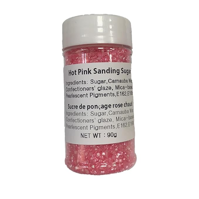 Sentovac Hot Pink Sanding Sugar for Baking Edible Sparkling Sugar Sprinkles Coarse Sugar Crystals for Baking Topping Cake Cookie Cupcake Topper Ice Cream Decoration Supplies 3.2 OZ