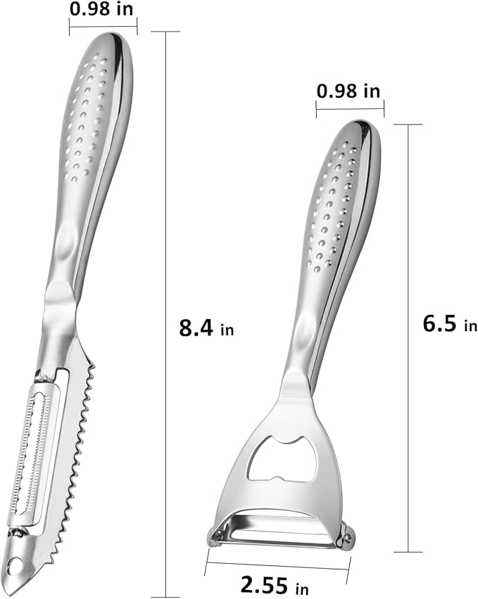 Potato Peelers Set of 2 Stainless Steel Peeler Y-Shaped and I-Shaped Peelers,Vegetable Carrot Fruit Peelers for Home kitchen (Silver2)