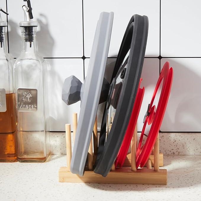 Microwave Splatter Cover Vented Glass Splatter Guard Lid with Collapsible Silicone for Food as Pot Cover Plate 9.8 inch Black