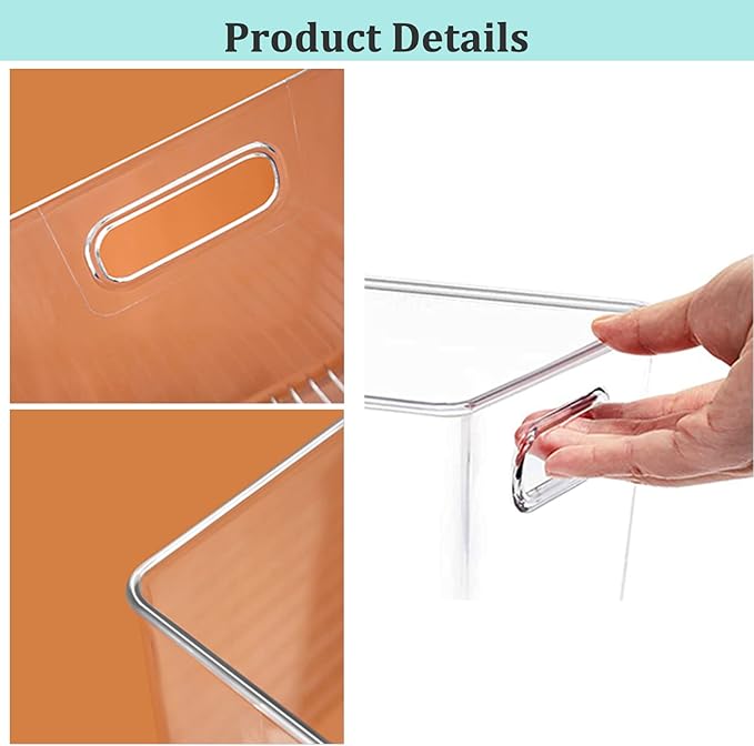 Fridge Organiser Set, Transparent Storage Box Organiser, Stackable, Organiser Boxes for Fridge, Cupboard, Pantry, Snacks, Cans, Kitchen, 11.5 x 8 x 6 inch