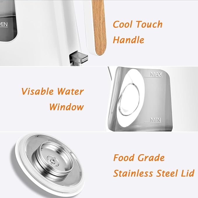 TOPWIT Electric Kettle, 1.0L Electric Tea Kettle with Removable Stainless Steel Infuser, BPA-Free Electric Glass Kettle with Window, Double Wall Water Warmer, Gooseneck, Auto-shut Off, White