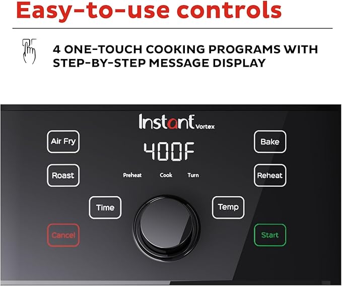 Instant Pot Vortex 5.7QT Air Fryer, Custom Program Options, 4-in-1 Functions, EvenCrisp Technology that Crisps, Roasts, Bakes and Reheats, 100+ In-App Recipes, from the Makers of Instant Pot, Black