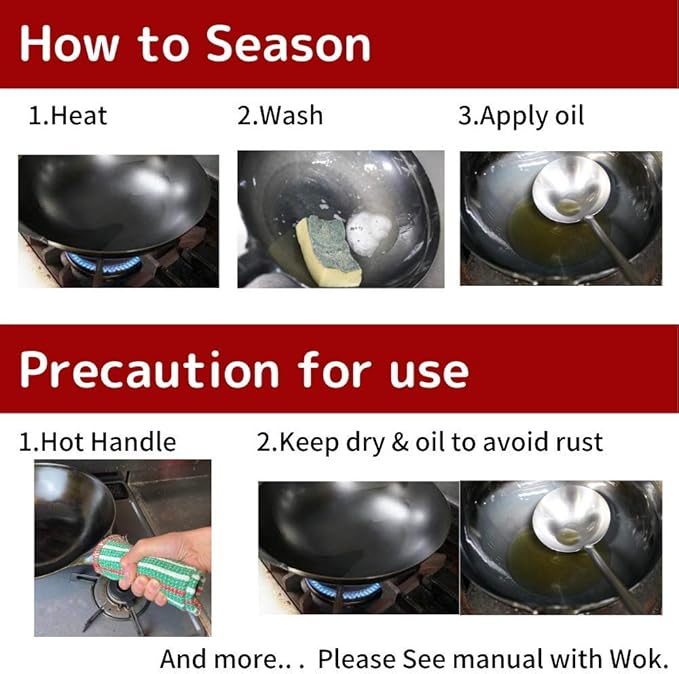 [Made in Japan] SOONEAR KOTE2 Light Weight Carbon Steel Wok 14 1/4" 2.73lb(30% less) Gas Fire Round Bottom Carbon Steel Handle No Rivets