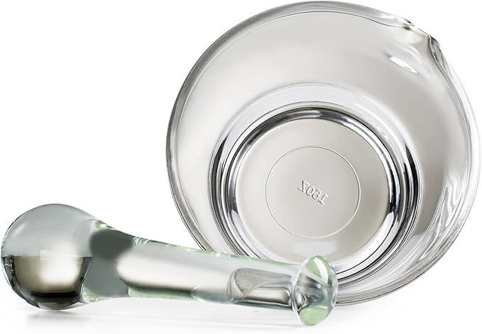 16oz Glass Mortar and Pestle Bowl, Medicine Grinder and Mixer for Pharmacy or Science Lab