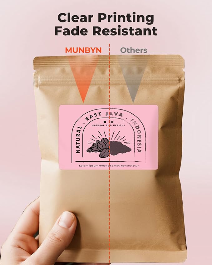 MUNBYN 3x2 Inch Pink Thermal Labels, Thermal Sticker Labels for Price, Barcode, Mailing, Name, 500 Sheets/1 Roll