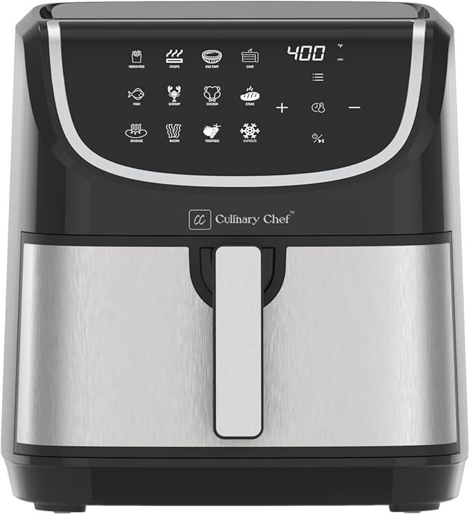 8.45-Quart Electric Air Fryer, Adjustable Temperature, Touch Panel Control, One-Touch Cook Functions, and 360° Rapid Cooking, 1700 Watt Power