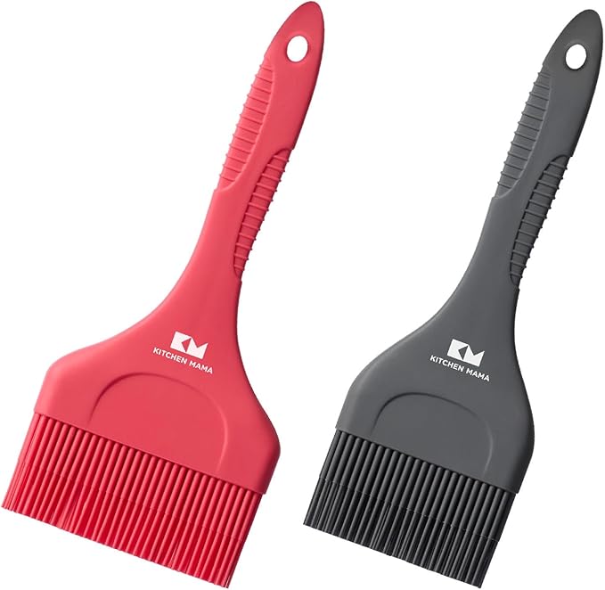 Kitchen Mama Platinum Silicone Extra Wide Pastry & Basting Brush Utensil Set – Heat Resistant, Dishwasher Safe, BBQ Grilling, Cooking, Baking, Perfect For Outdoor, and Butter, Egg Wash, Oil and Sauce