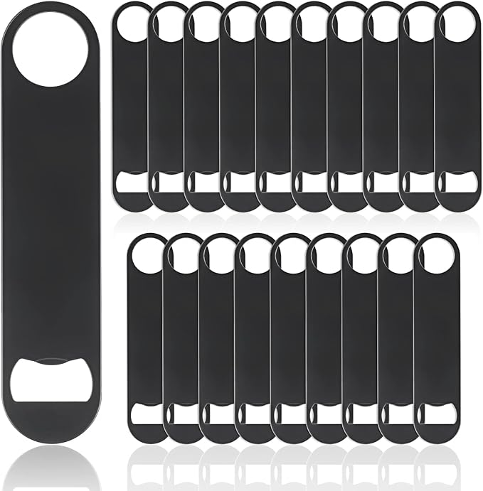 QTLCOHD 20 Pack Flat Bottle Opener 7 Inch Stainless Steel Bottle Openers Bulk Black Beer Bottle Opener Bartender for Kitchen Bar or Restaurant
