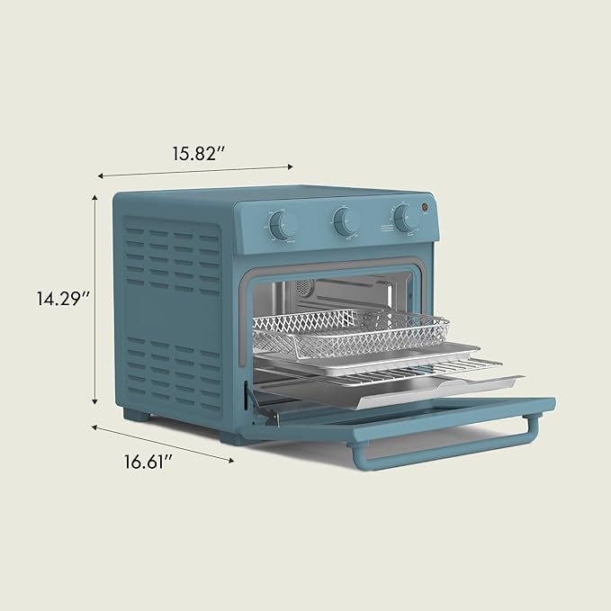 bella Air Fry Toaster Oven, 7 Preset Cooking Options, Dishwasher-Safe EverGood Coated Trays Included, 60-Minute Auto Shutoff w Audible Timer, Power Indicator Light, 1700 Watt, Surf