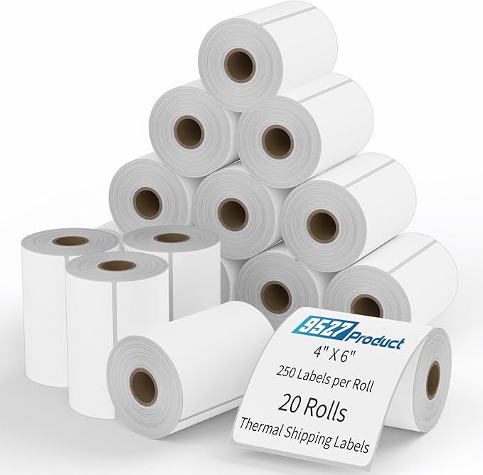 9527 Product Shipping Labels 4x6, 20 Rolls x 250 Labels, Direct Thermal, Compatible with Zebra, Eltron Printers