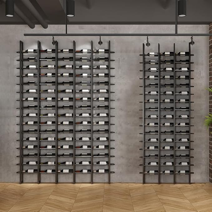 Wine Rack Freestanding Floor, 16 Tier 80 Bottle Capacity Display Holder, Industrial Wine Bottle Storage Shelves, for Any Bar, Wine Cellar, Kitchen, Dining Room (Brown, 5 Column)