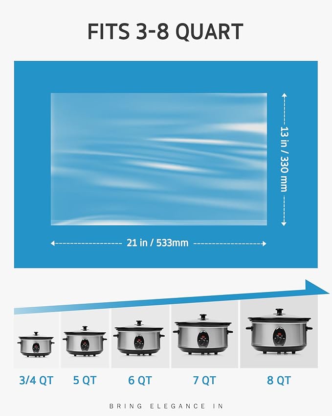 Syntus Crock Pot Liners, 20 Count 13" x 21" Large Size Slow Cooker Liners Fits 3-8 Quart Pots, Disposable Cooking Bags Suitable for Oval & Round & Retangular Crock Pot