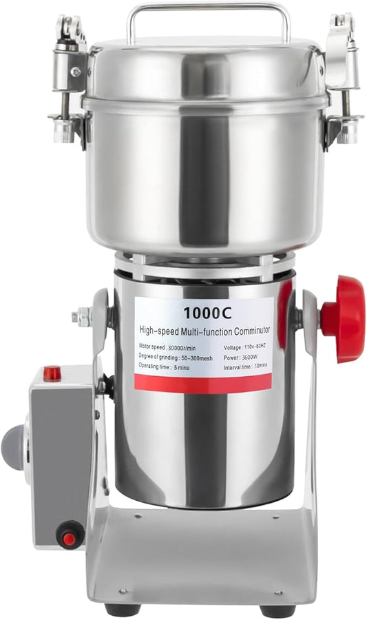 Electric Grain Mill Grinder, 1000g/2.2 lbs High-speed 30000r/min Food Grinder, 110V 3600W Countertop Grain Mill for Dry Spice Herbs Grains Coffee Rice Pepper (1000g)