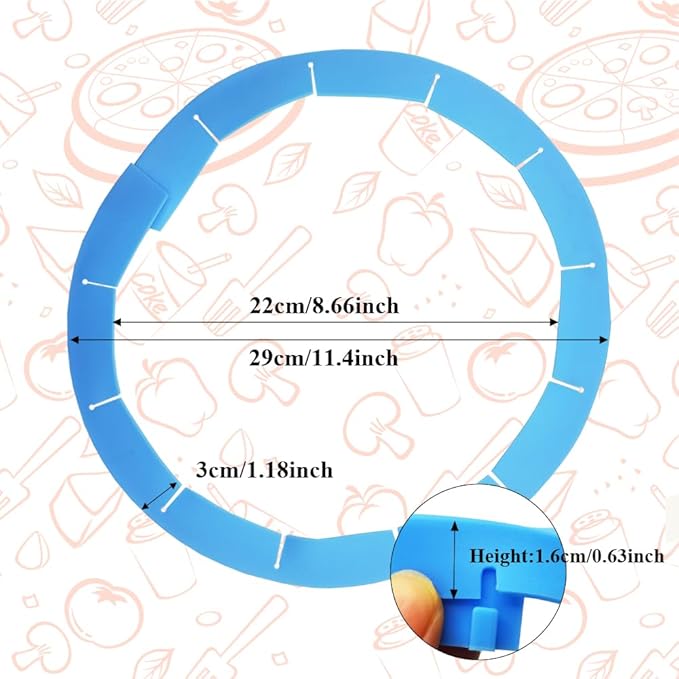 Adjustable Pie Crust Shields, Silicone Baking Protectors, Cover Ring Tools Fits 8-11.4 Inch Pies, Baking Pie Pizza Crust Shield Protector Cover for Edges ﻿ (Blue)