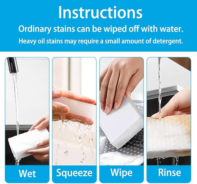 Magic Sponge Erasers, 50 Pack 2X Density Stronger Melamine Sponge Foam Pads, Multi-Functional Household Cleaning Supplies Cleaner for Kitchen, Bathroom, Bathtub, Sink, Wall Cleaner