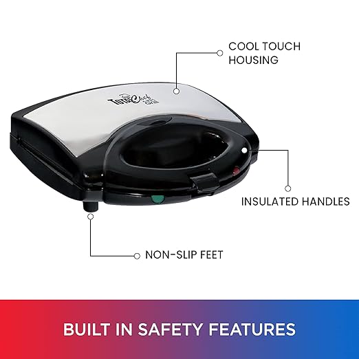 Total Chef 4 in1 Grill Waffle Maker - Mini Belgium Waflera, Sandwich, Panini Press Machine, Electric, Non-Stick Removable Plates, Easy To Clean Countertop Cooking Kitchen Appliance For Breakfast