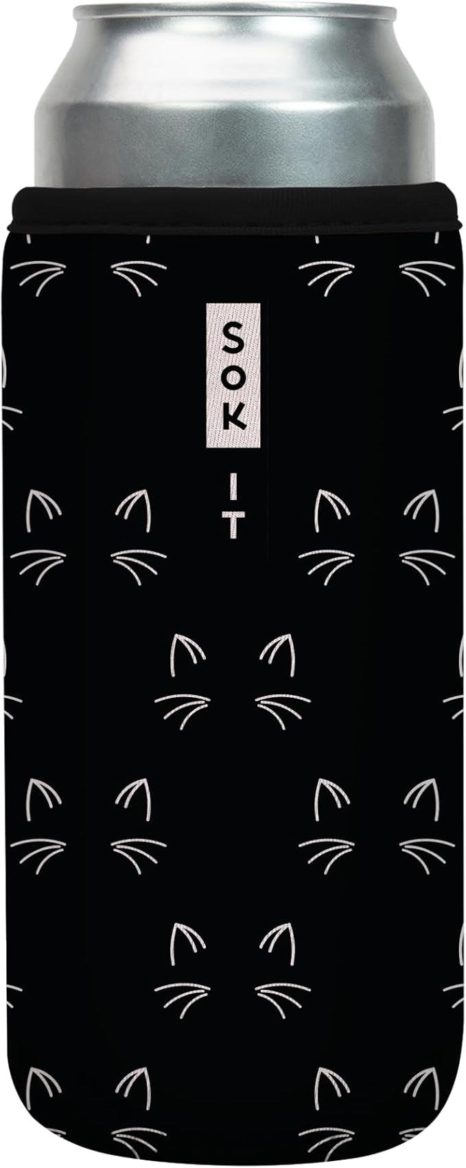 Sok It CanSok Sleeve for Beer & Soda Insulated Neoprene Cover (Mystical Meows, 25oz Can Sleeve)