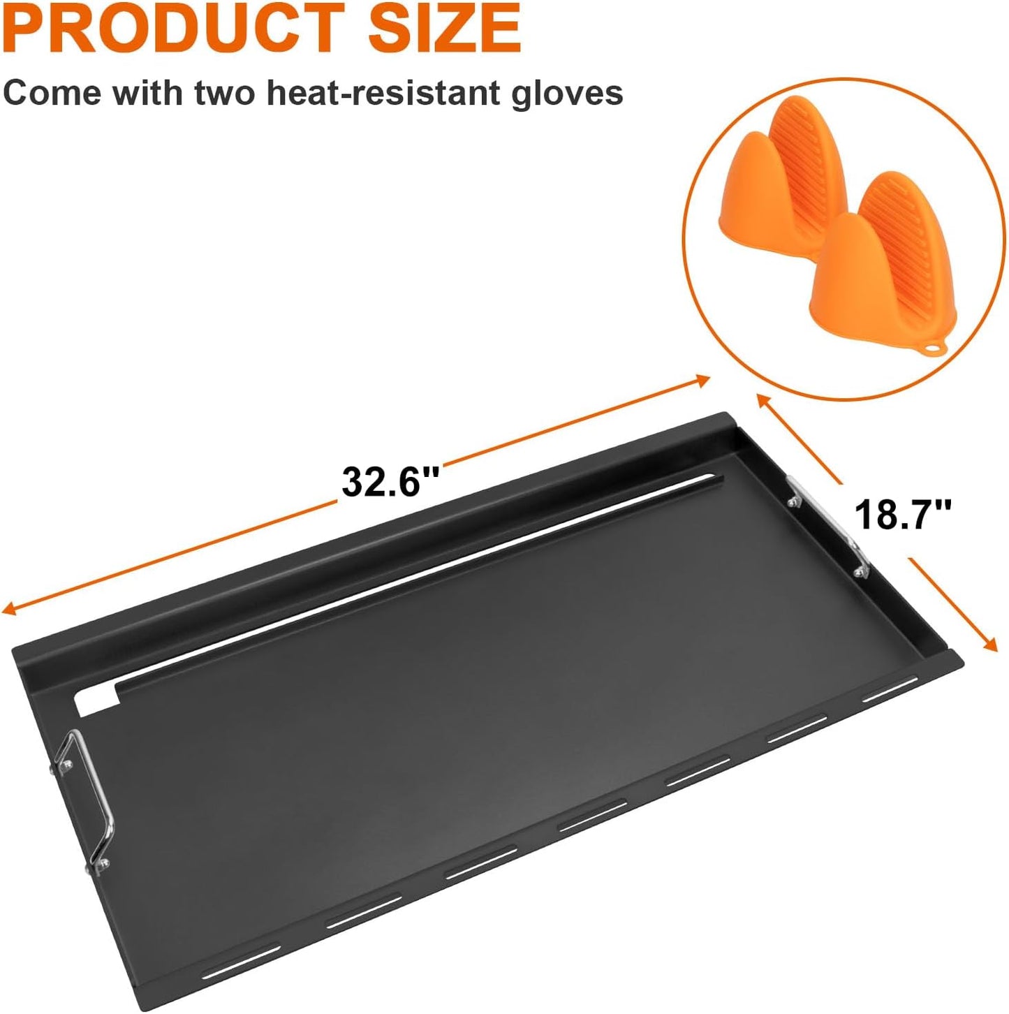 Full-Size Griddle Inserts for Weber Genesis II 400 Series Gas Grills, Flat Top Griddle with Handles for Genesis II E-410 S-410 E-435 S-435 E-440 S-440 LX E/S-440, Replace for Weber 6789